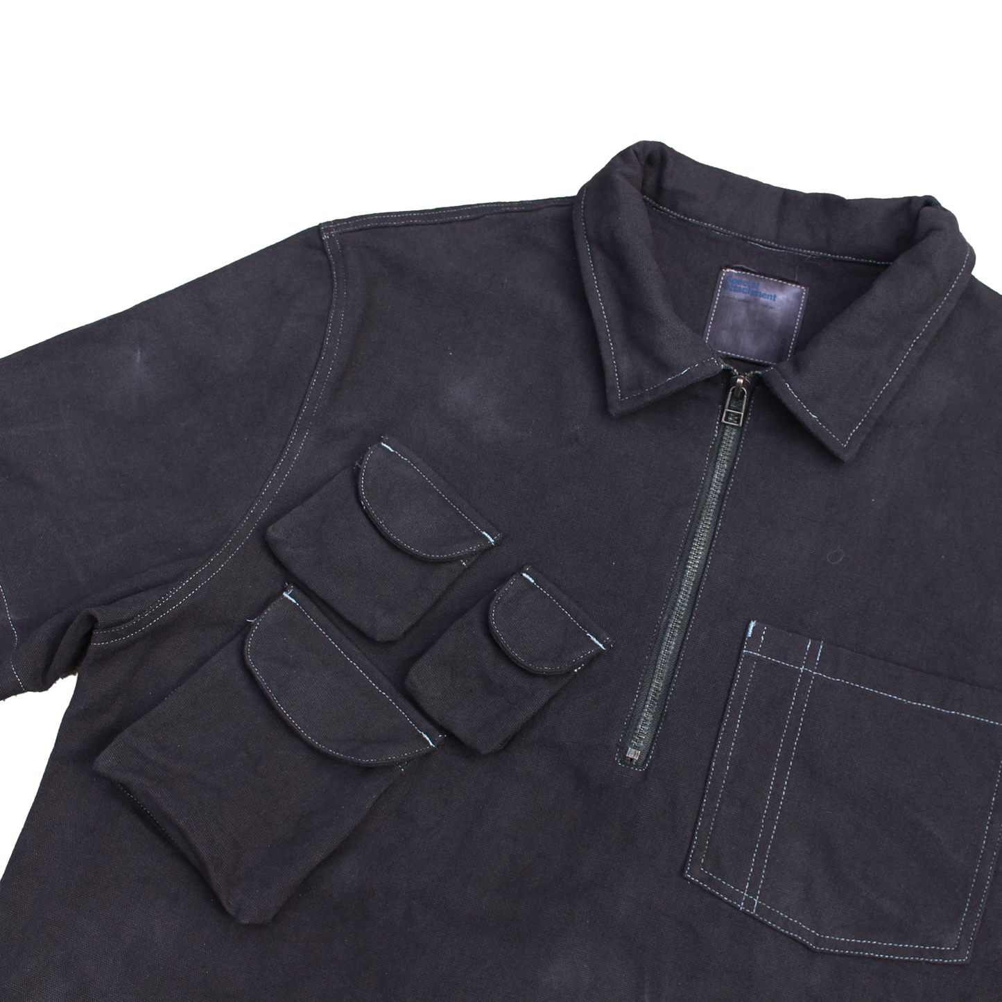 Uniform Half Zip Work Shirt Overdyed Black